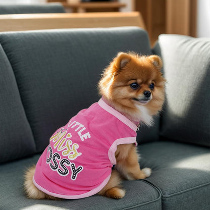 Pistha collection of 4 pet shirts in pink black and gray