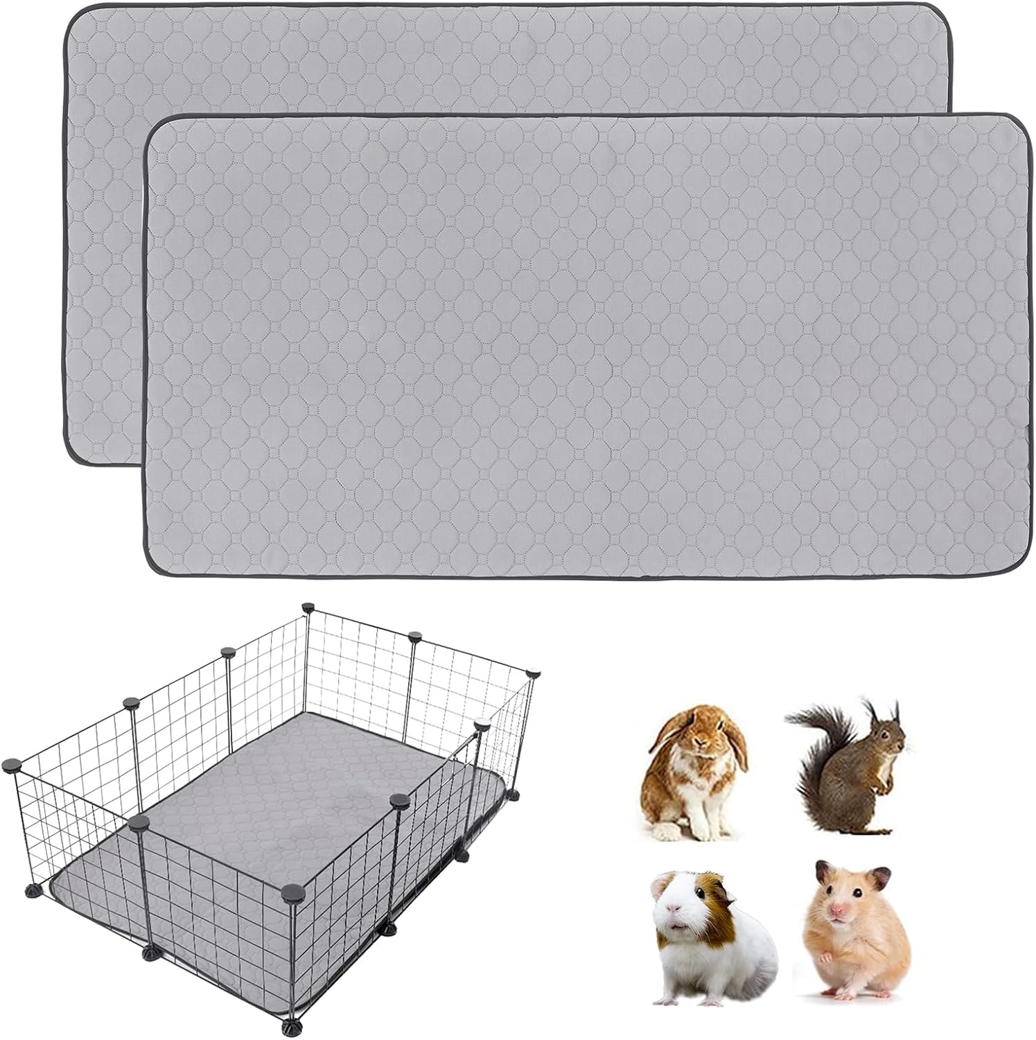 2Pack Guinea Pig Cage Liners, LWYMX 24''X48'' Washable Guinea Pig Pee Pads, Non Slip Reusable Super Absorbent Guinea Pig Training Mat Bedding Fleece for Small Animals Hamster Rabbit Chinchilla Rat - Image 14