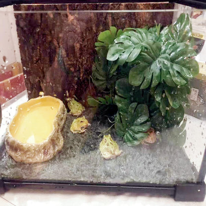 Bearded dragon terrarium with artificial foliage