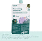 Squeezable peanut butter and kelp flavor dog oral health supplement package.