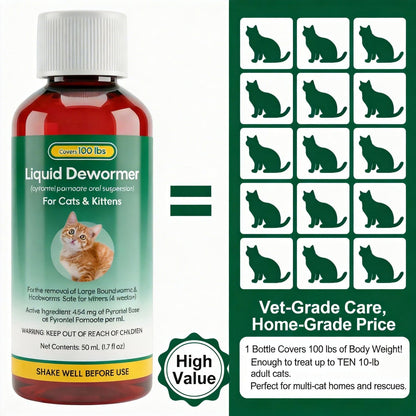 Measuring dosage guidelines on the packaging of Euphea pyrantel pamoate cat suspension.