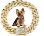 Cuban Dog Chain Collars, Silver Crystal Pet Necklace, Metal Pet Necklace with Safety Buckle Lock, for Small Medium Large Dogs Cats (12 Inch) - Image 10