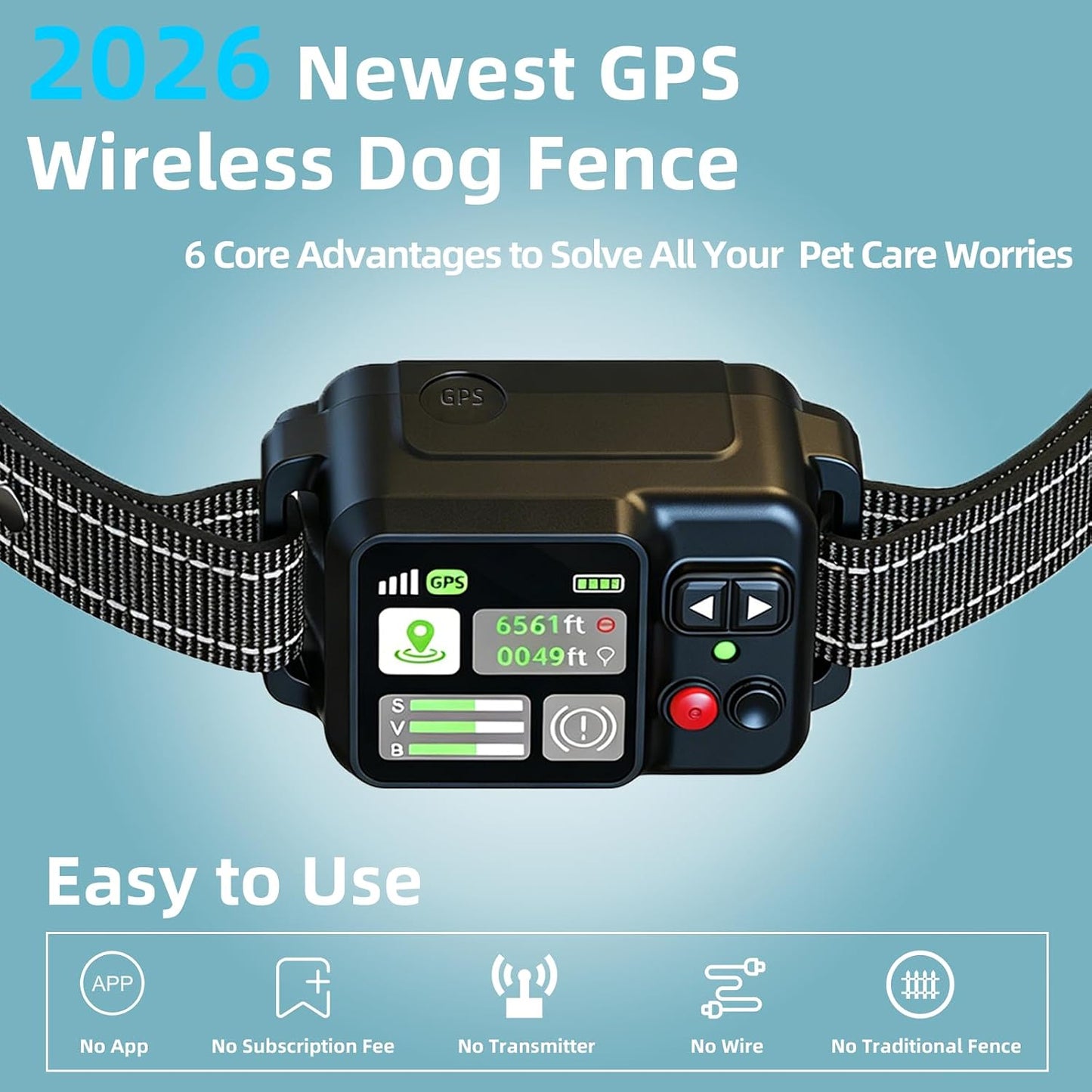 Waterproof pet containment collar being adjusted for a large breed dog outdoors.