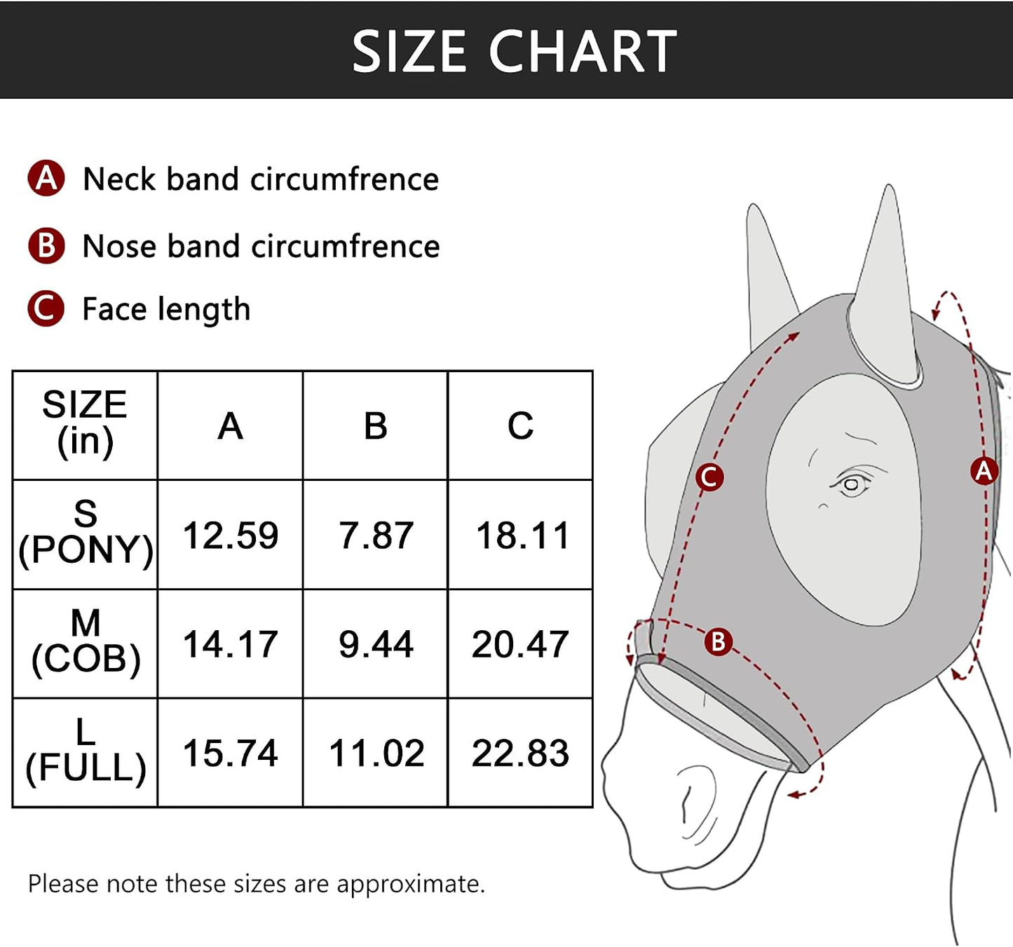 Detail shot of Gallopoff mask ear coverage and fit