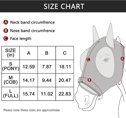 Detail shot of Gallopoff mask ear coverage and fit