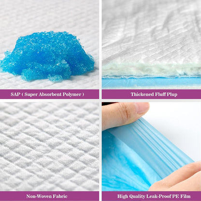 Absorbent polymer core turning liquid into gel on premium dog potty pad