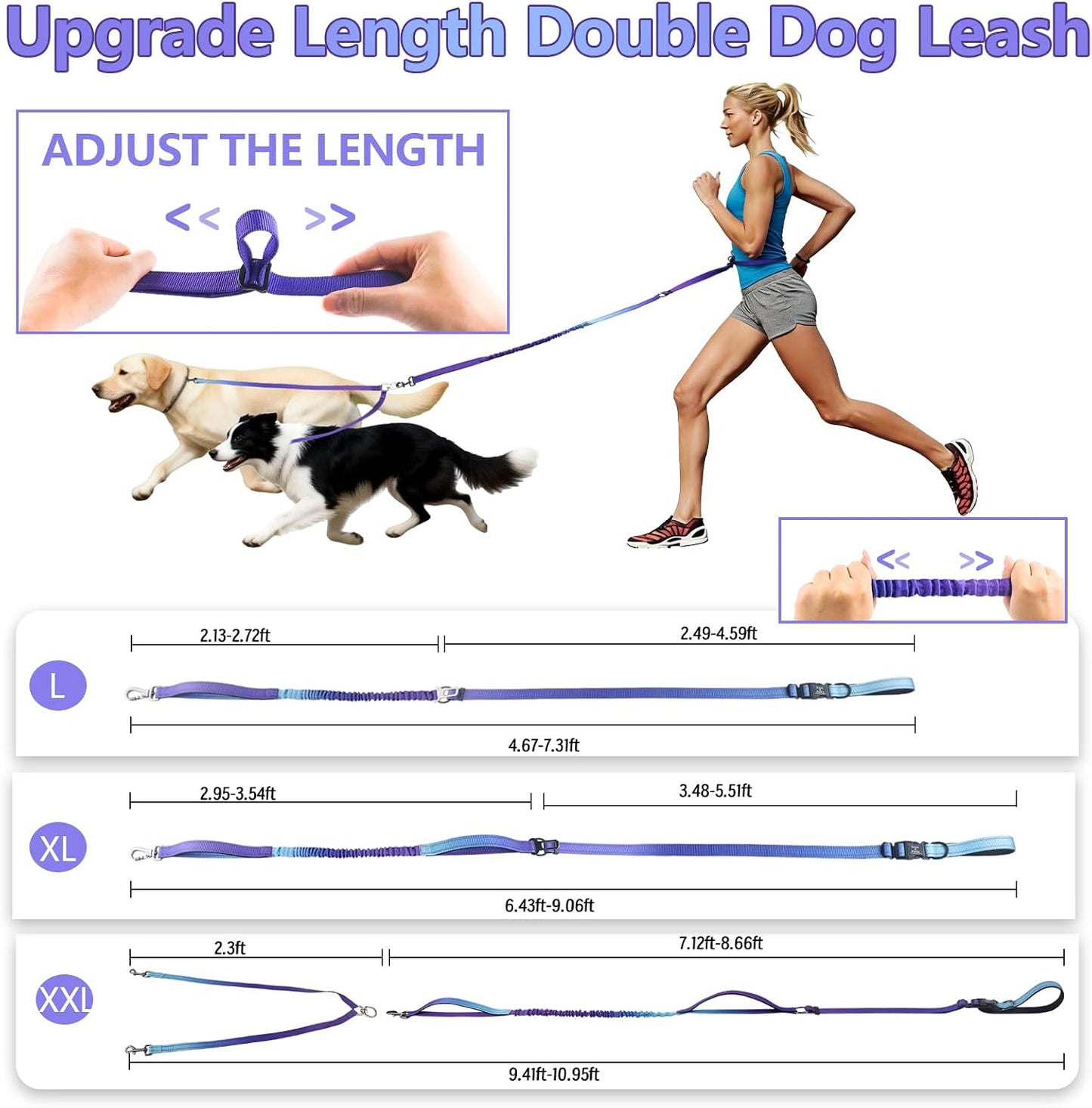 Roses&Poetry adjustable heavy duty twin dog walking lead displaying the tangle free swivel clasp close up
