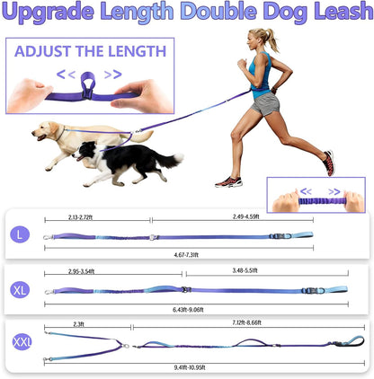 Roses&Poetry adjustable heavy duty twin dog walking lead displaying the tangle free swivel clasp close up