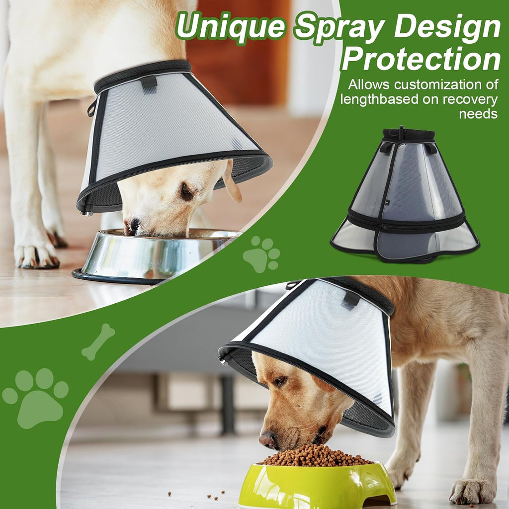 AMHSURET dog cone alternative highlighting the 360 degree high reflective safety strips