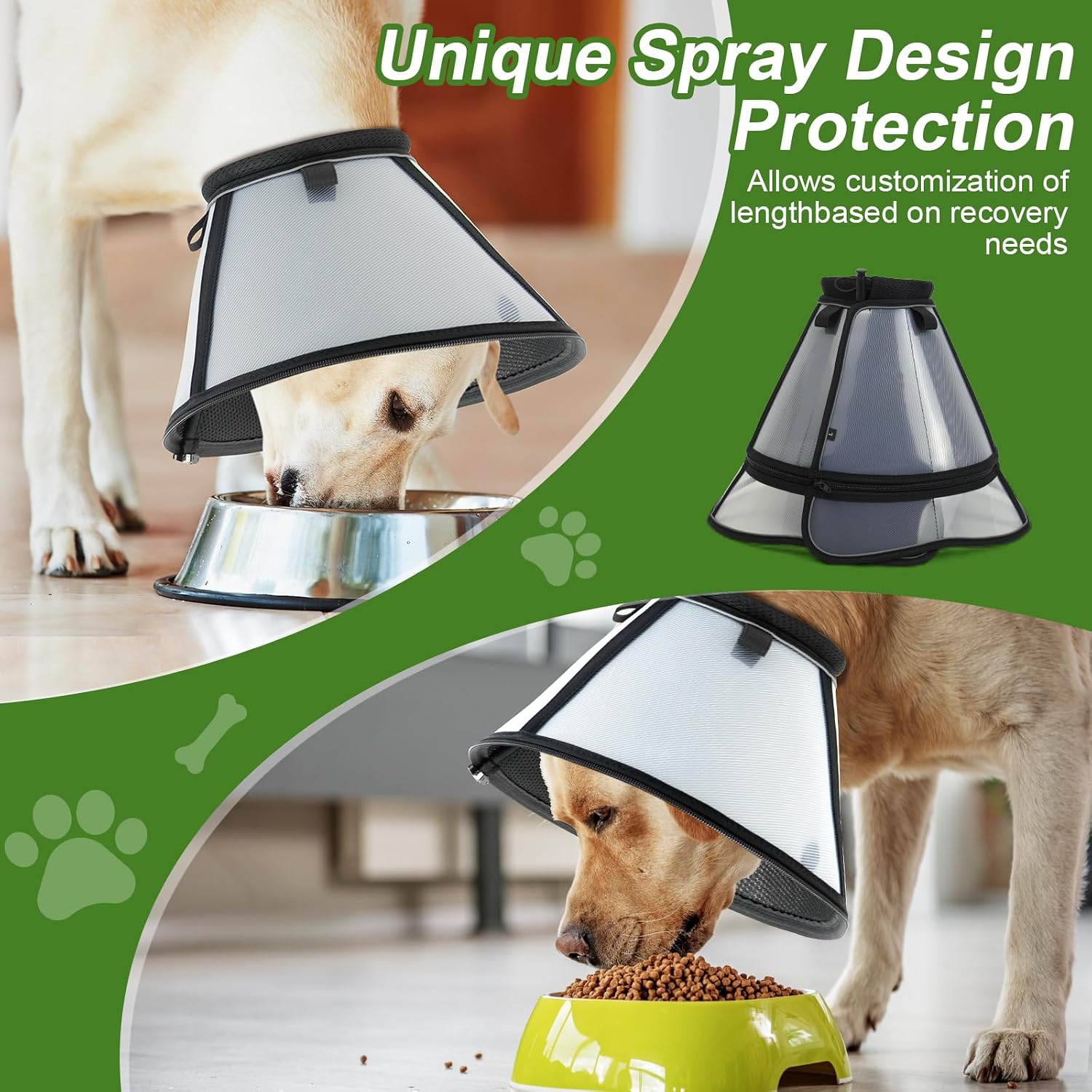 AMHSURET dog cone alternative highlighting the 360 degree high reflective safety strips