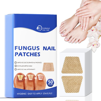 OMO Toenail Fungus Treatment 50 Patches front view showing box packaging.