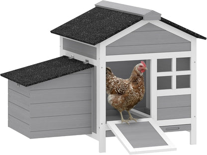 PawHut Chicken Coop Outdoor Weatherproof, Wooden Duck House with Nesting Box, Pull-Out Metal Tray, for 1-2 Chickens, Rabbits, Ducks, Poultry Cage Rabbit Hutch for Backyard, Farm, 36" x 25" x 27" - Image 1