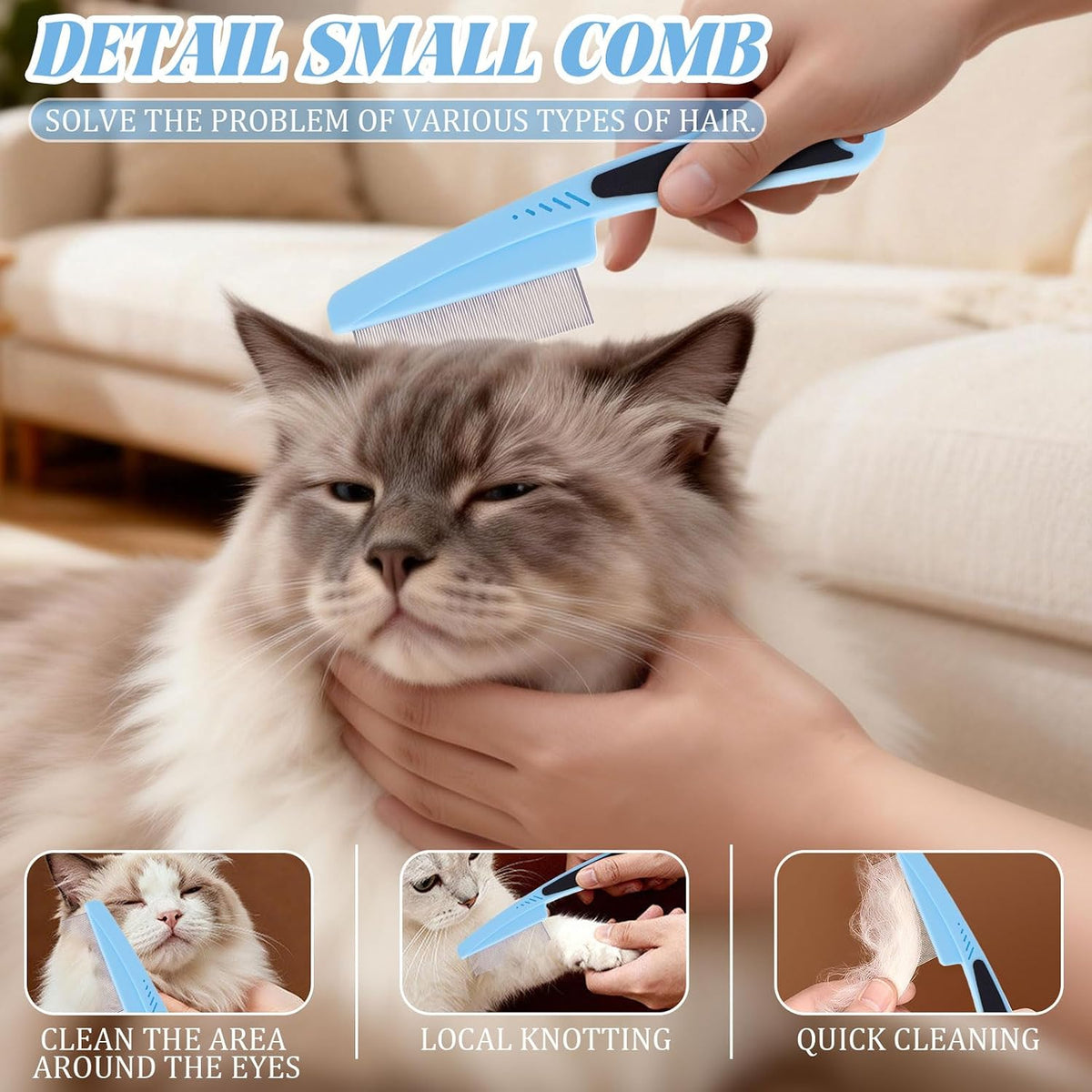 Aumuca blue flea and lice removal comb for small medium and large domestic pets.