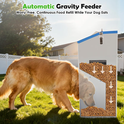 Hizmivos weather proof automatic gravity feeder close up on the transparent pet door