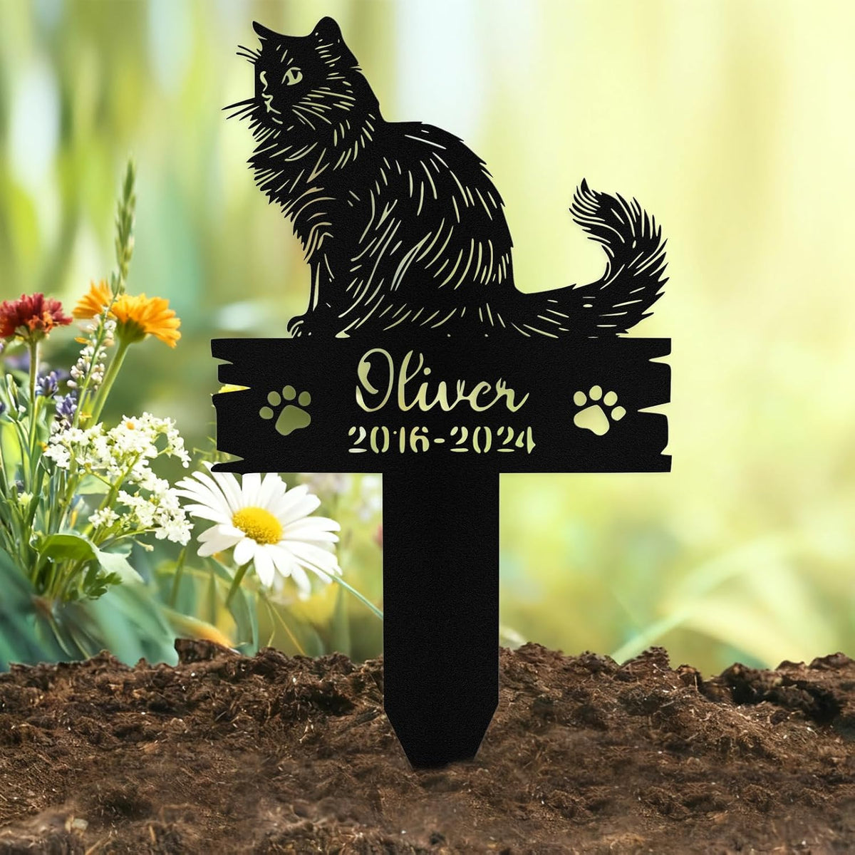 Custom Sleeping Cat Grave Marker Outdoor, Personalized Metal Cat Memorial Grave Stake with Name and Date, Outdoor Waterrproof Cats Memorial Plaque - Image 15