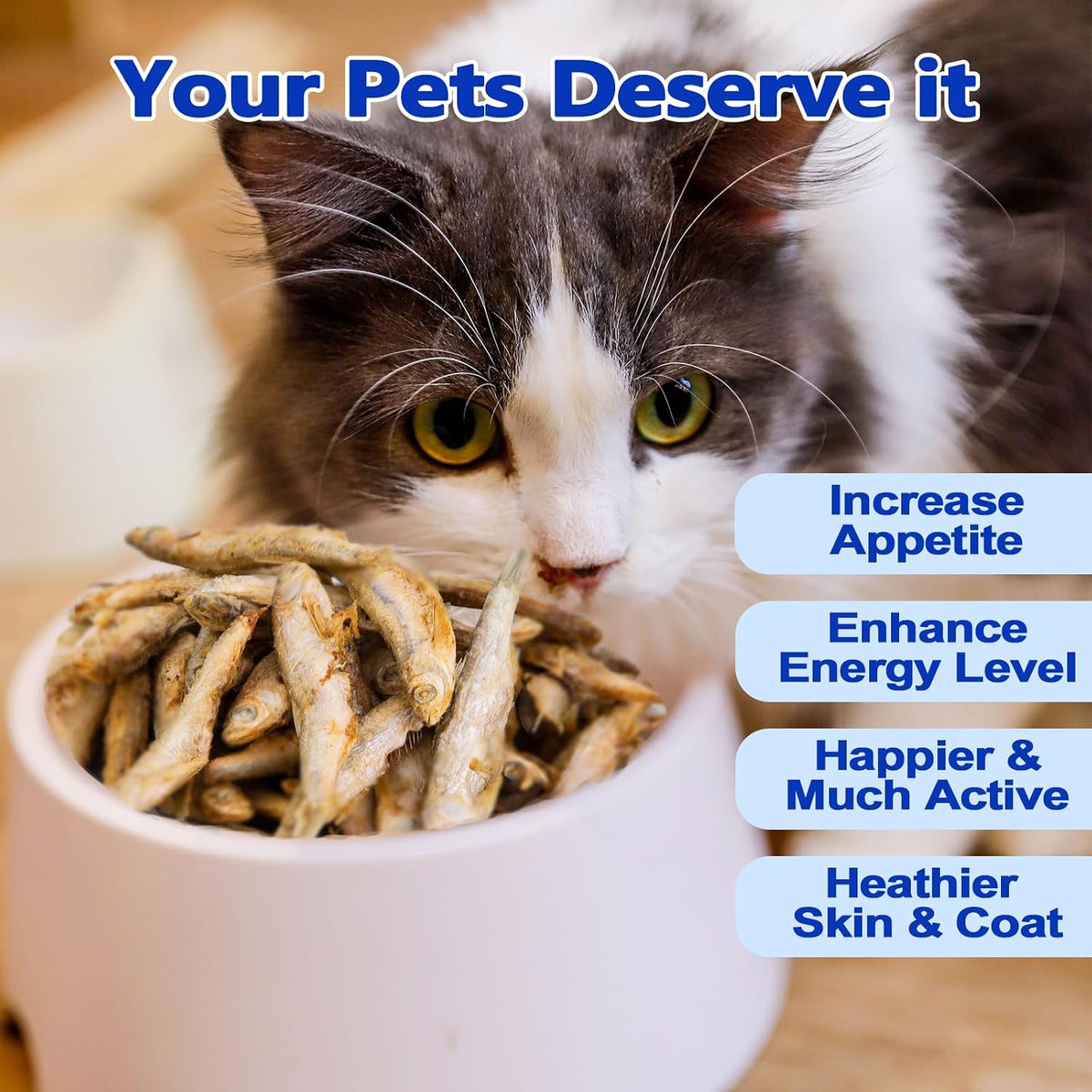 Single ingredient fish snacks for pets back label and nutritional facts