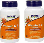Now Foods Vitamin K2 100 Micrograms 100 Vegetarian Capsules front view bottle supplement