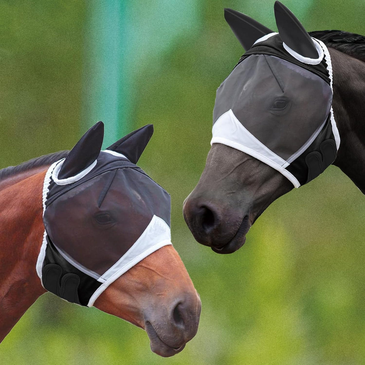 Folded Sagud fly mask showing stretchable fabric