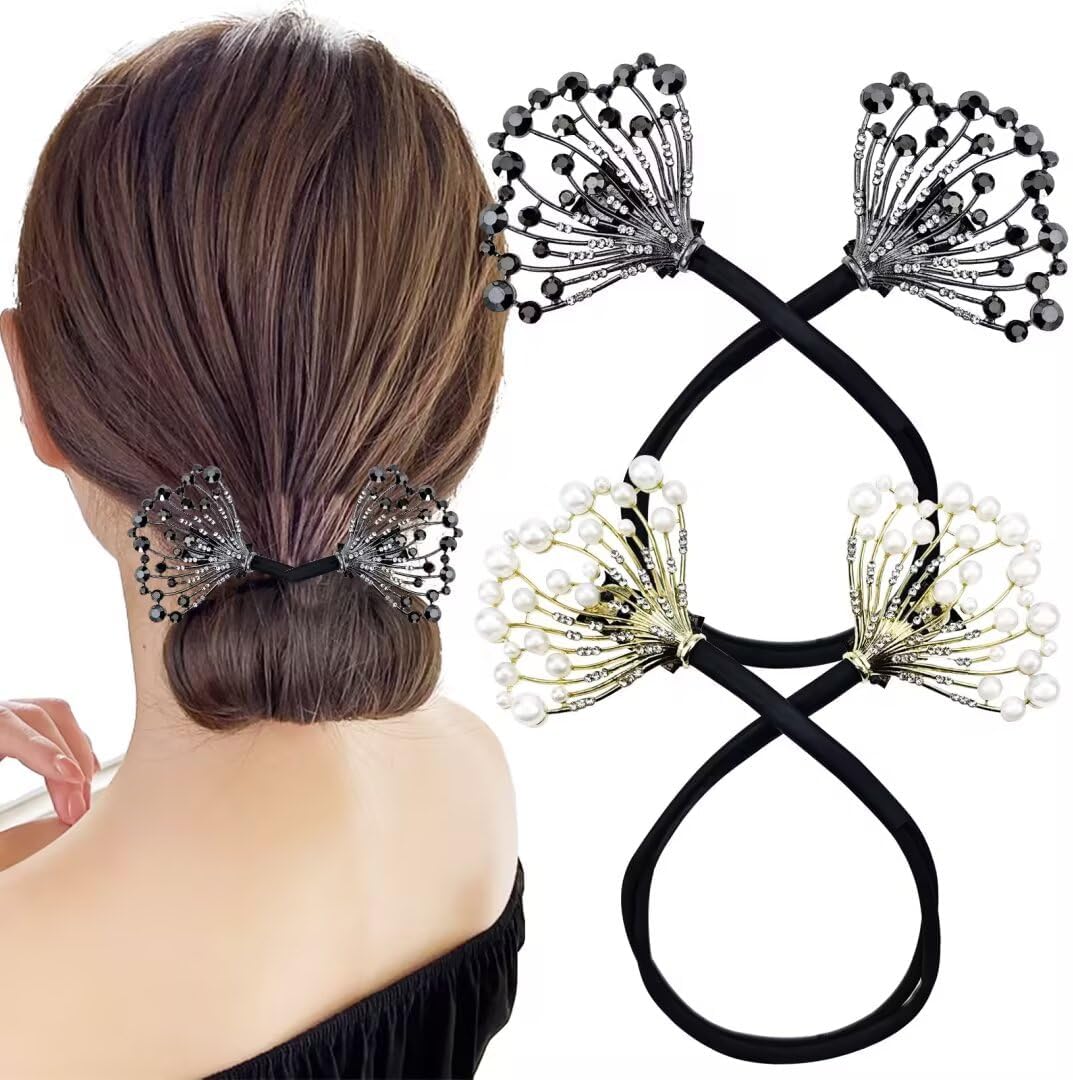 Arvintas rhinestone pearl hair accessories lazy curler front view displaying sparkling crystals