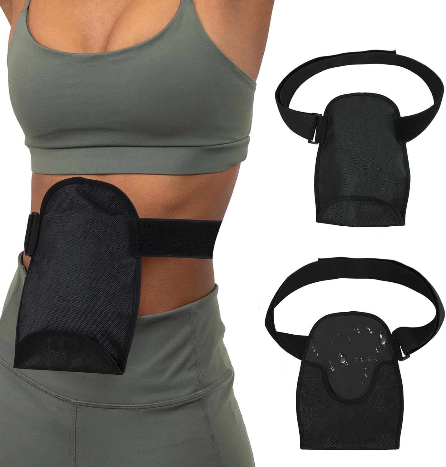 FIRRKEP Waterproof Ostomy Bag Cover front view showing olive green waterproof fabric.