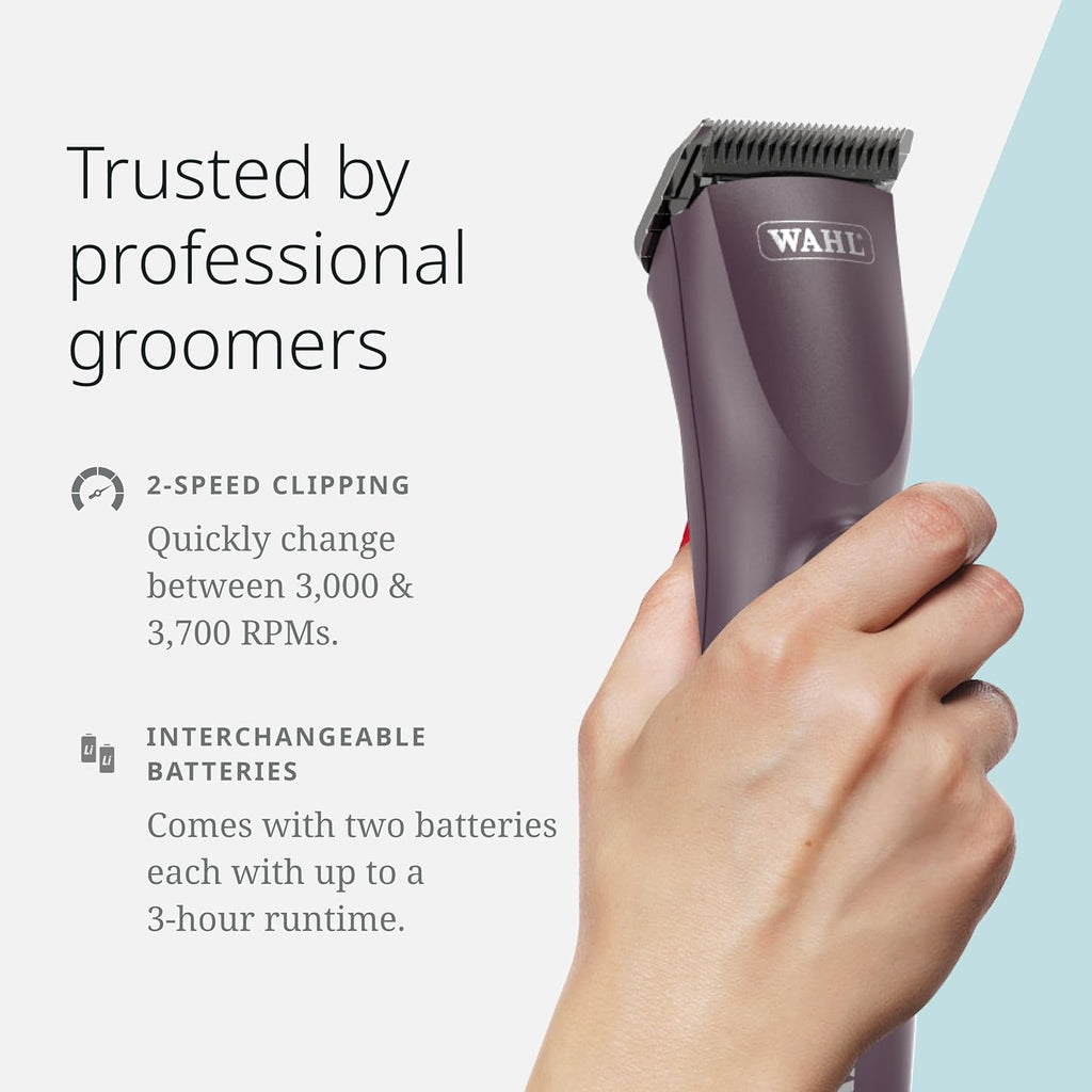 Underneath view of the Wahl professional pet clipper showing speed control switch