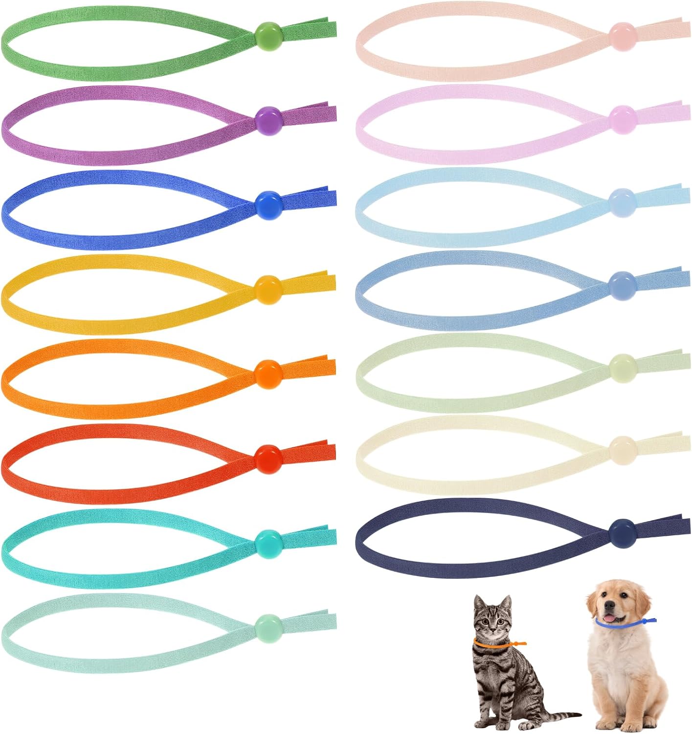 Xthrotsenk stretchy puppy collars fifteen color assortment front view pack