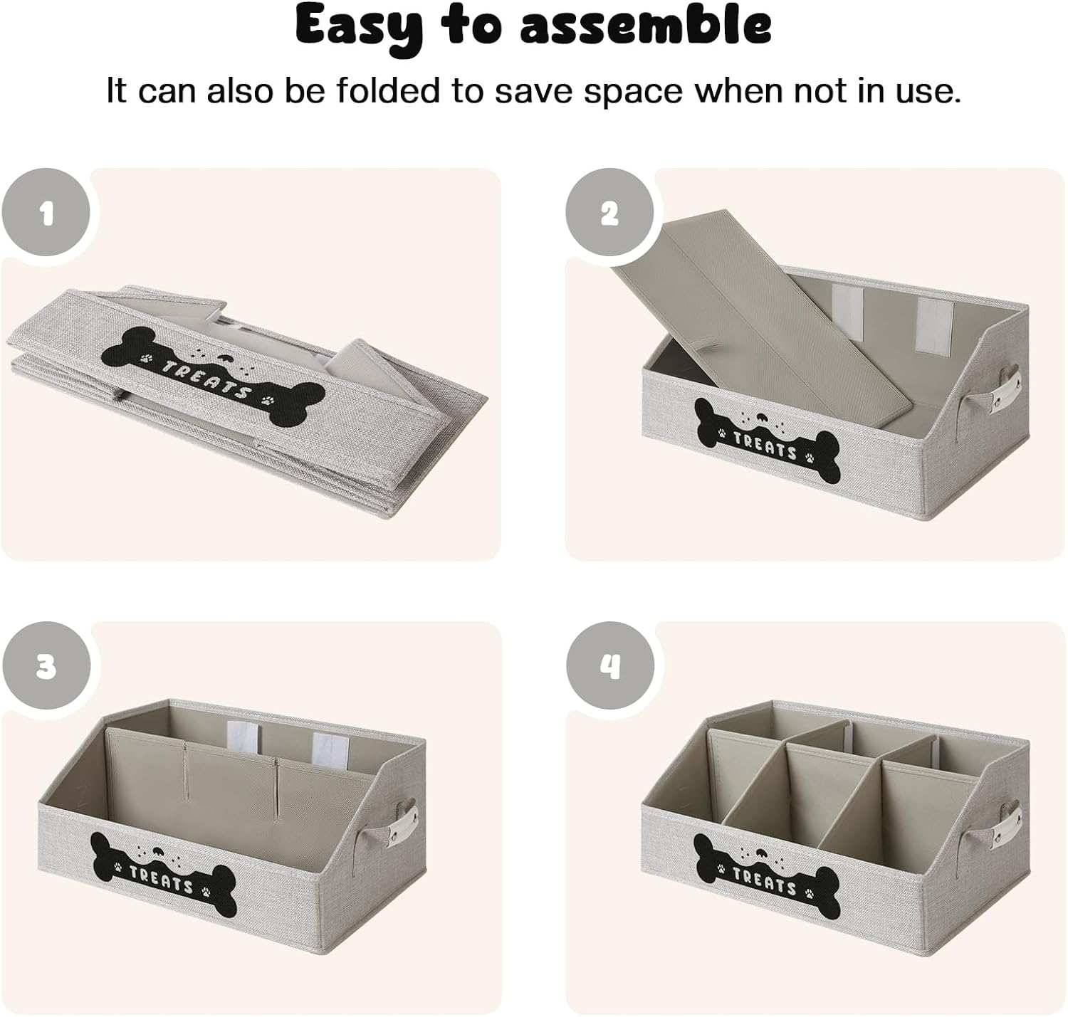 Folded flat GreenPetopia treat organizer for space saving