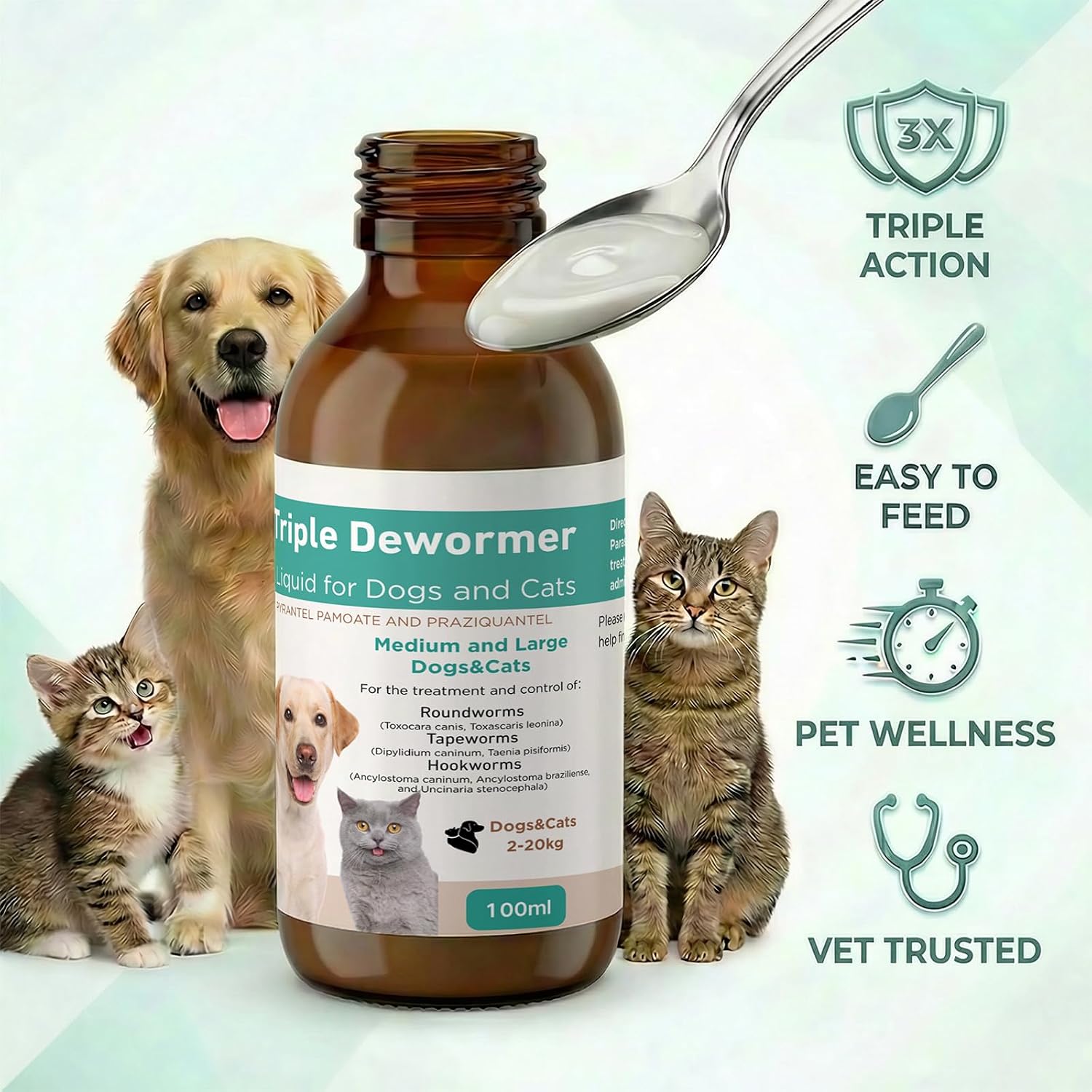 USA imported Petcci fast acting deworming solution for puppy and kitten