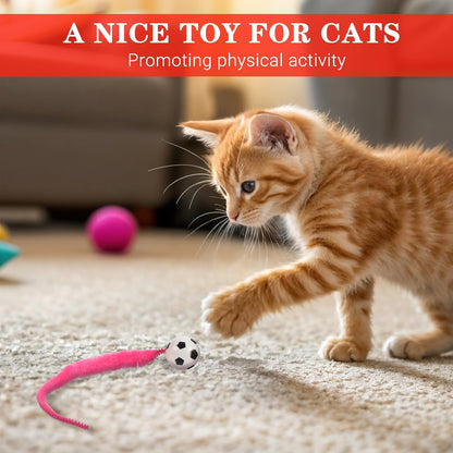 Close up of plush cat toy ball with tail