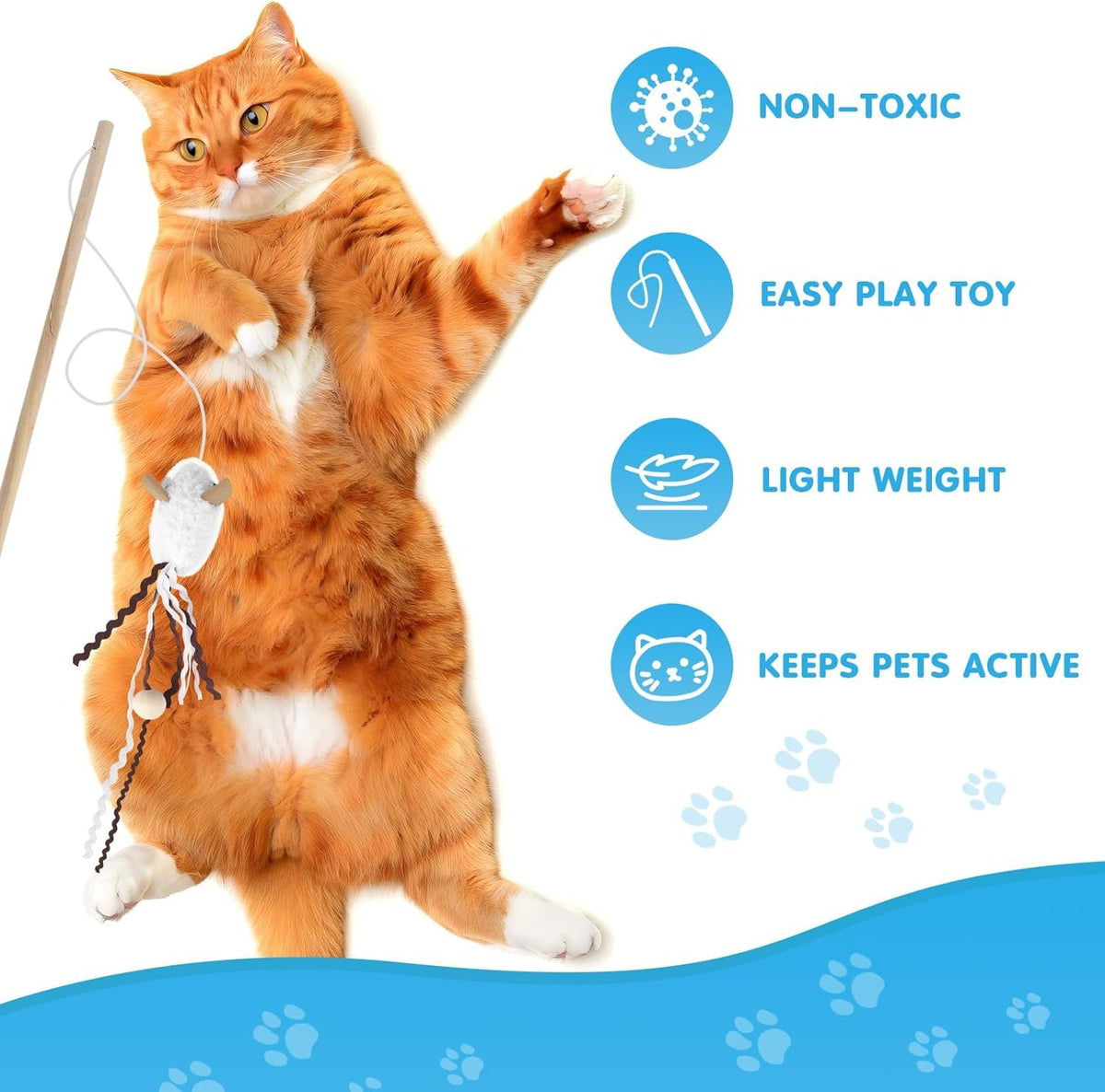 NOWFRESH Interactive Cat Toys two pieces premium kitten teaser set top view