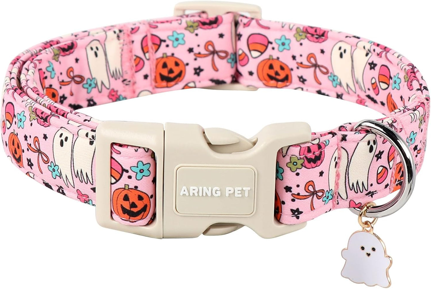 Vibrant dinosaur print dog collar flat lay