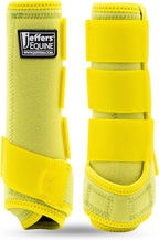 Close-up view of the heavy-duty hook and loop straps on Jeffers equine boots.