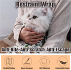 Doodle print self adhesive pet swaddling wrap for anxious felines