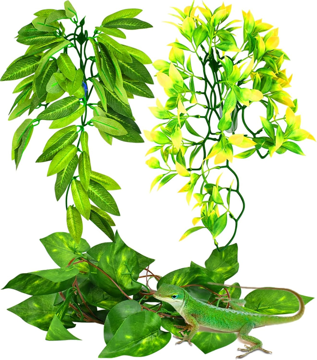 KATUMO Reptile Plants, 3 PCS Amphibian Hanging Plants with Suction Cup for Snake, Bearded Dragons, Lizards, Geckos, Toads, Hermit Crab Tank Pets Habitat Decorations - Image 9