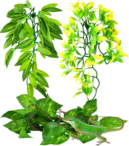 KATUMO Reptile Plants, 3 PCS Amphibian Hanging Plants with Suction Cup for Snake, Bearded Dragons, Lizards, Geckos, Toads, Hermit Crab Tank Pets Habitat Decorations - Image 9