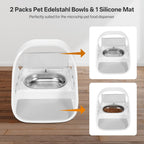 Redoso grey silicone pet mat with two stainless steel feeder inserts