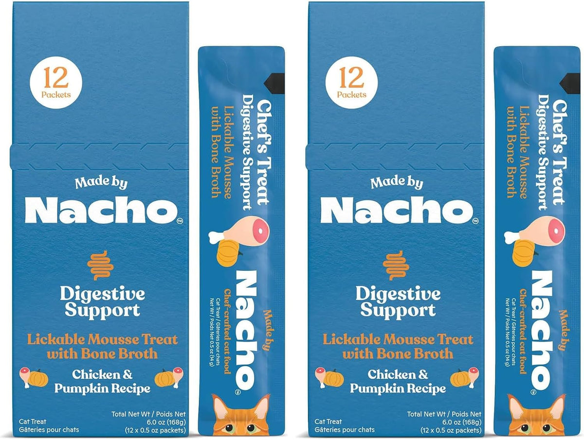 Made by Nacho Digestive Mousse Sachets, Lickable Cat Treats, 12 Count with Bone Broth, 0.5 oz, No Grains, Corn, Wheat or Soy - Image 10
