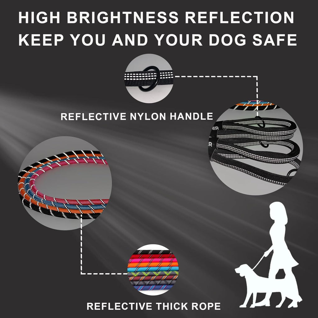 Zaler short dog leash side profile highlighting the thick climbing rope construction
