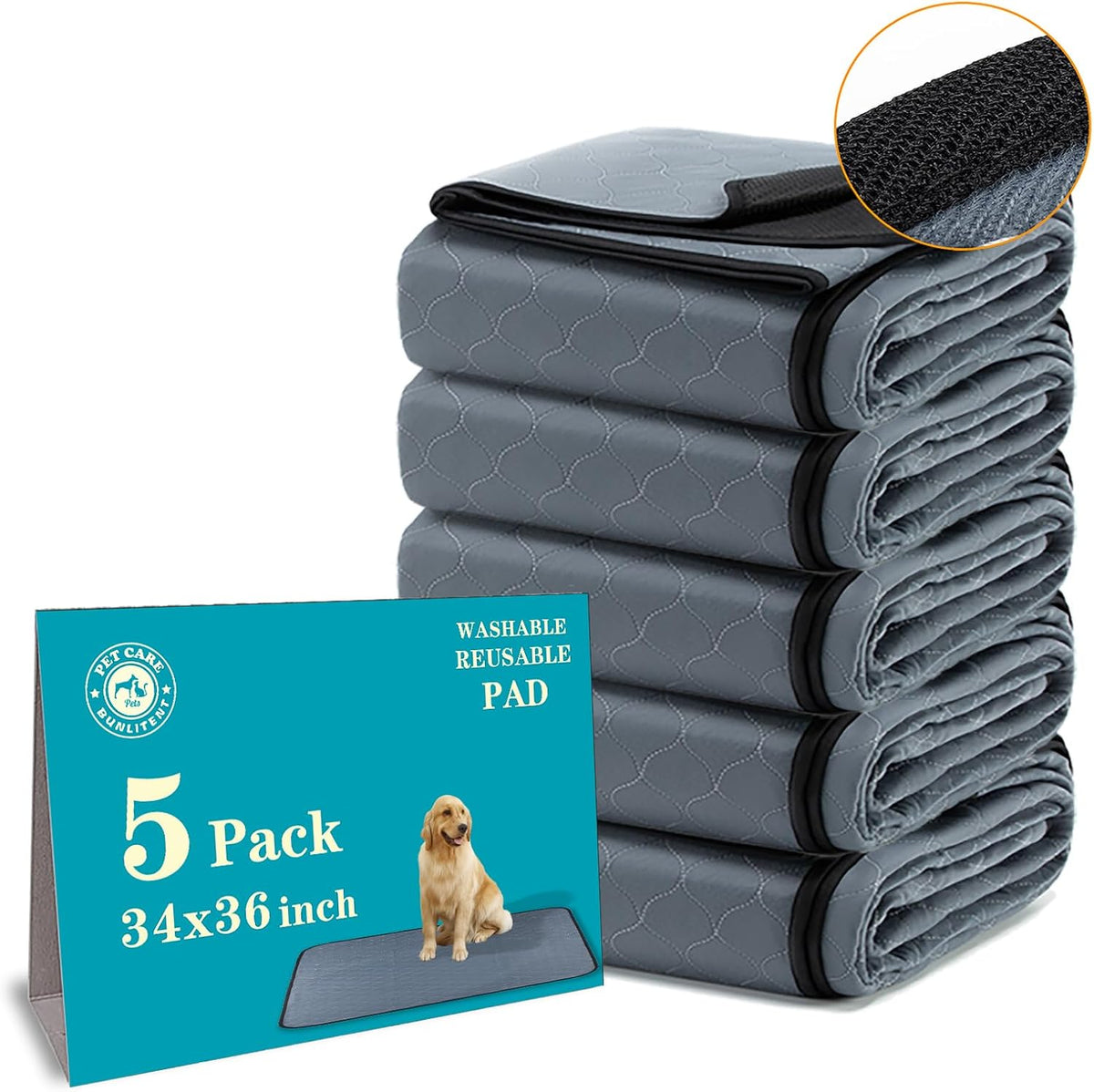 Bunlitent Washable Pee Pads for Dogs 72x72, 2 Pack, Extra Large Reusable Puppy Pads, Dog Training Pads with Quick Dry, Large Anti-Slip Dog Pee Pads, Whelping Pads, Potty Pad - Image 13