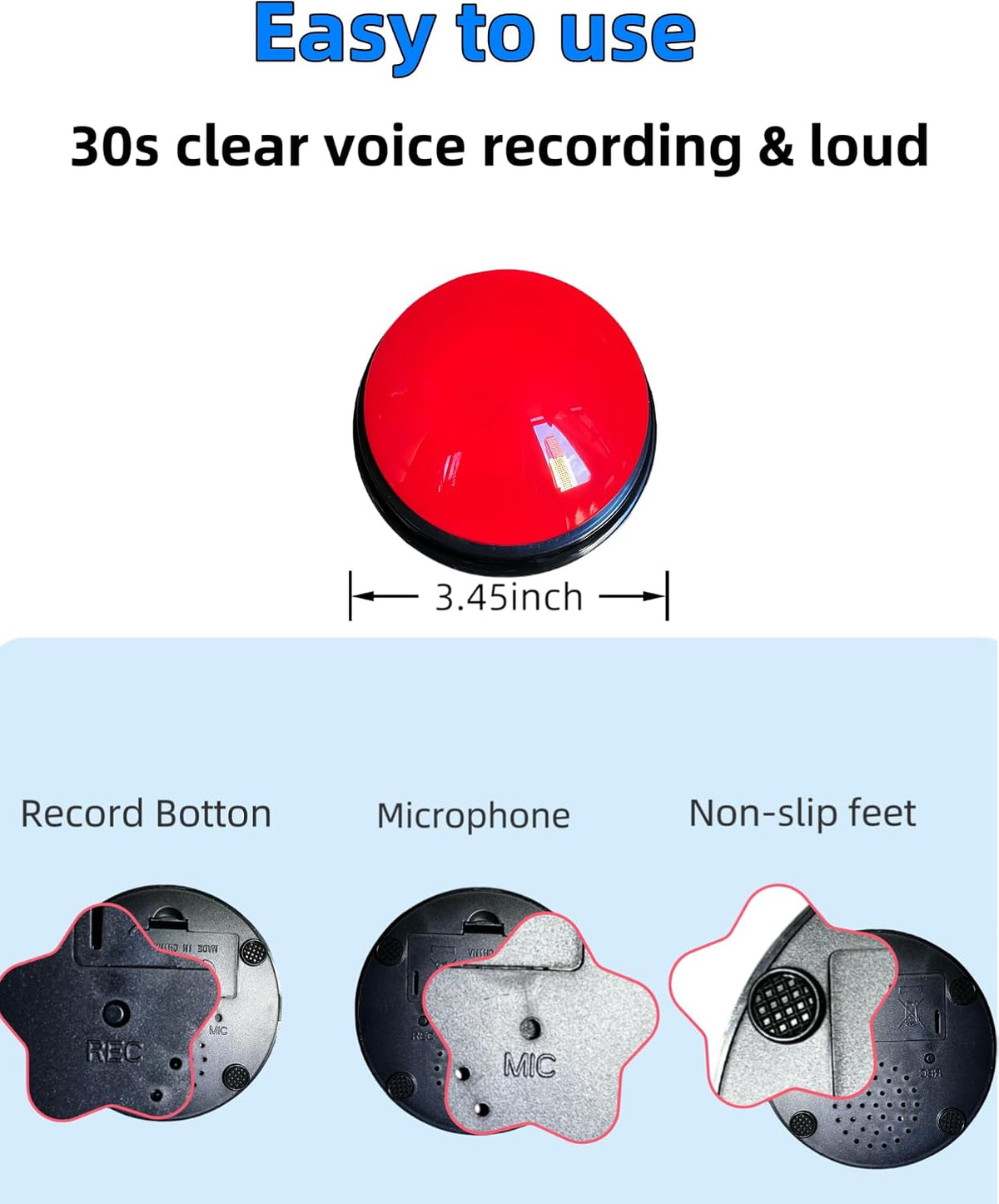 Durable ABS plastic recordable pet buttons for dog communication