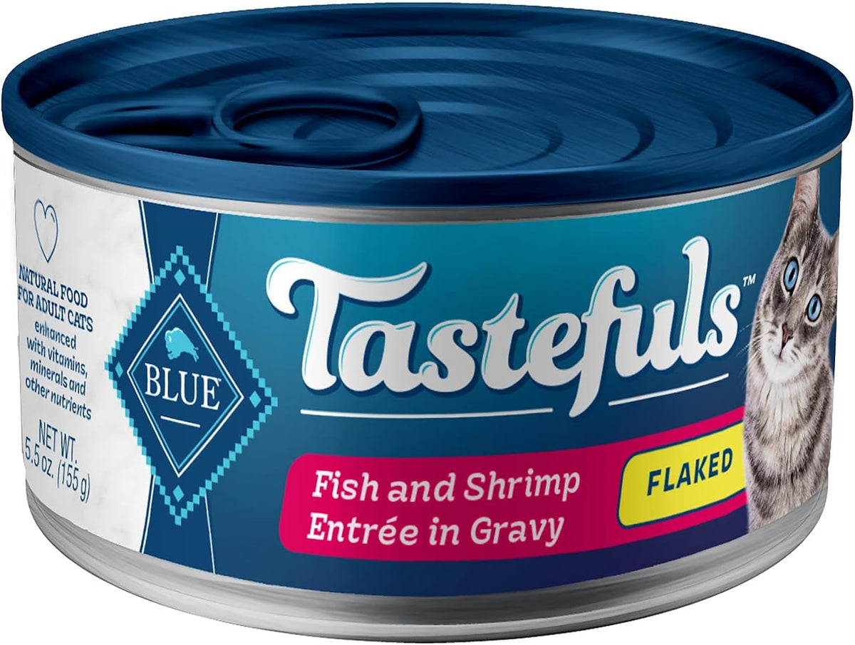 Blue Buffalo Tastefuls Flaked Adult Wet Cat Food Variety Pack (Tuna, Chicken, Fish & Shrimp), Natural Ingredients Enhanced with Vitamins, Minerals & Other Nutrients, 5.5-oz. Each (24 Cans) - Image 13
