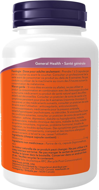 NOW Foods Supplements, Melatonin 3 mg, Free Radical Scavenger*, Healthy Sleep Cycle*, 180 Veg Capsules - Image 7