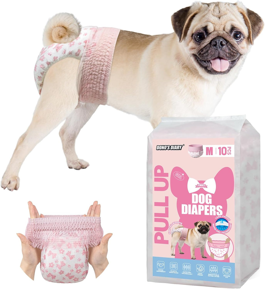 Dono Disposable Pull It Up Female Dog Diapers, 360 degrees Stretchy Waist Puppy Diapers, Super-Absorbent Doggie Diapers with Rapid-Dry Technology Leak-Proof Design for Doggy in Heat Period, S 10 Pcs - Image 12