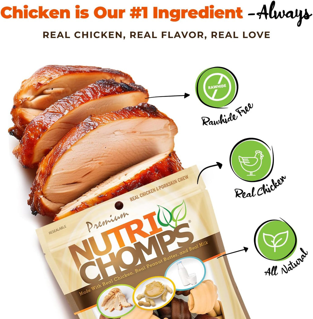NutriChomps rawhide free dog treats chicken peanut butter milk flavors