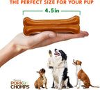 Pork Chomps imported USA dog chews four point five inch roasted bones close up