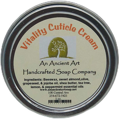Zmoi Ancient Art Soap Vitality Cuticle Cream 1 fluid ounce tin front view