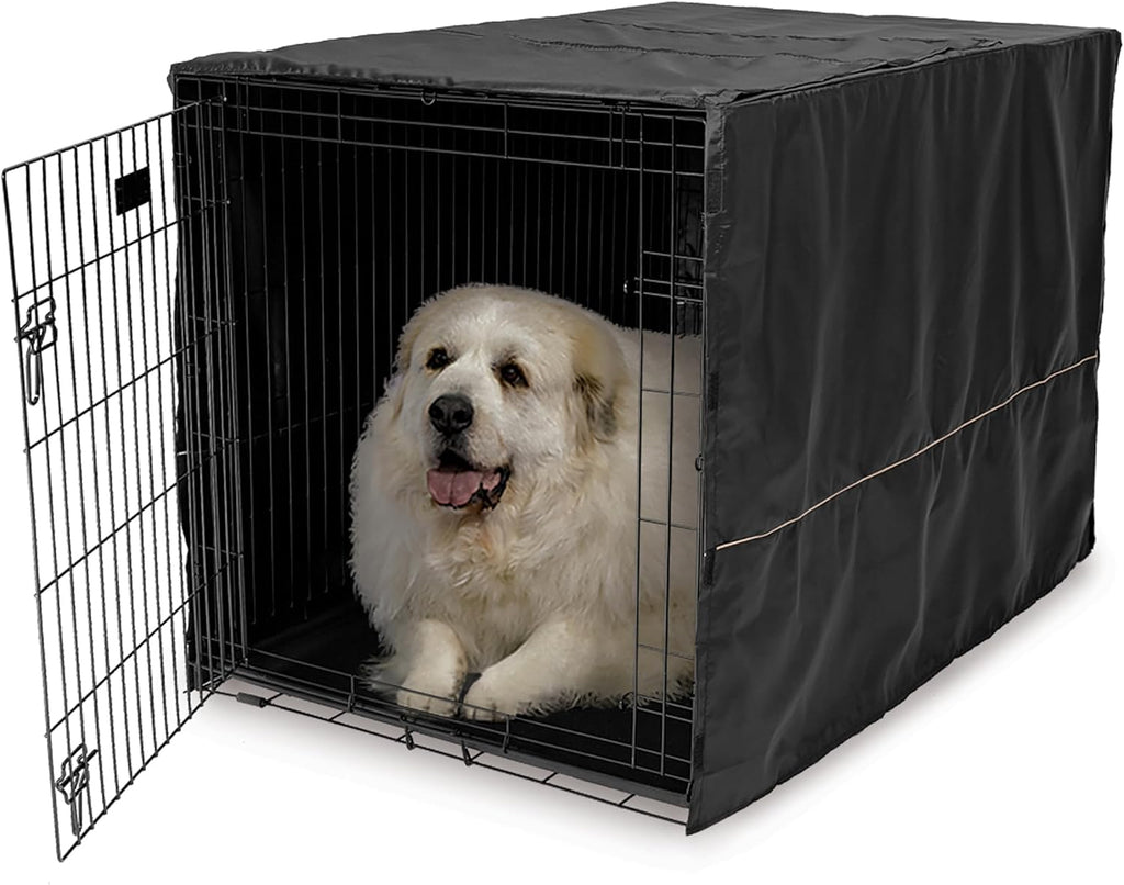 MidWest Homes for Pets XL Dog Crate Cover front view on wire kennel