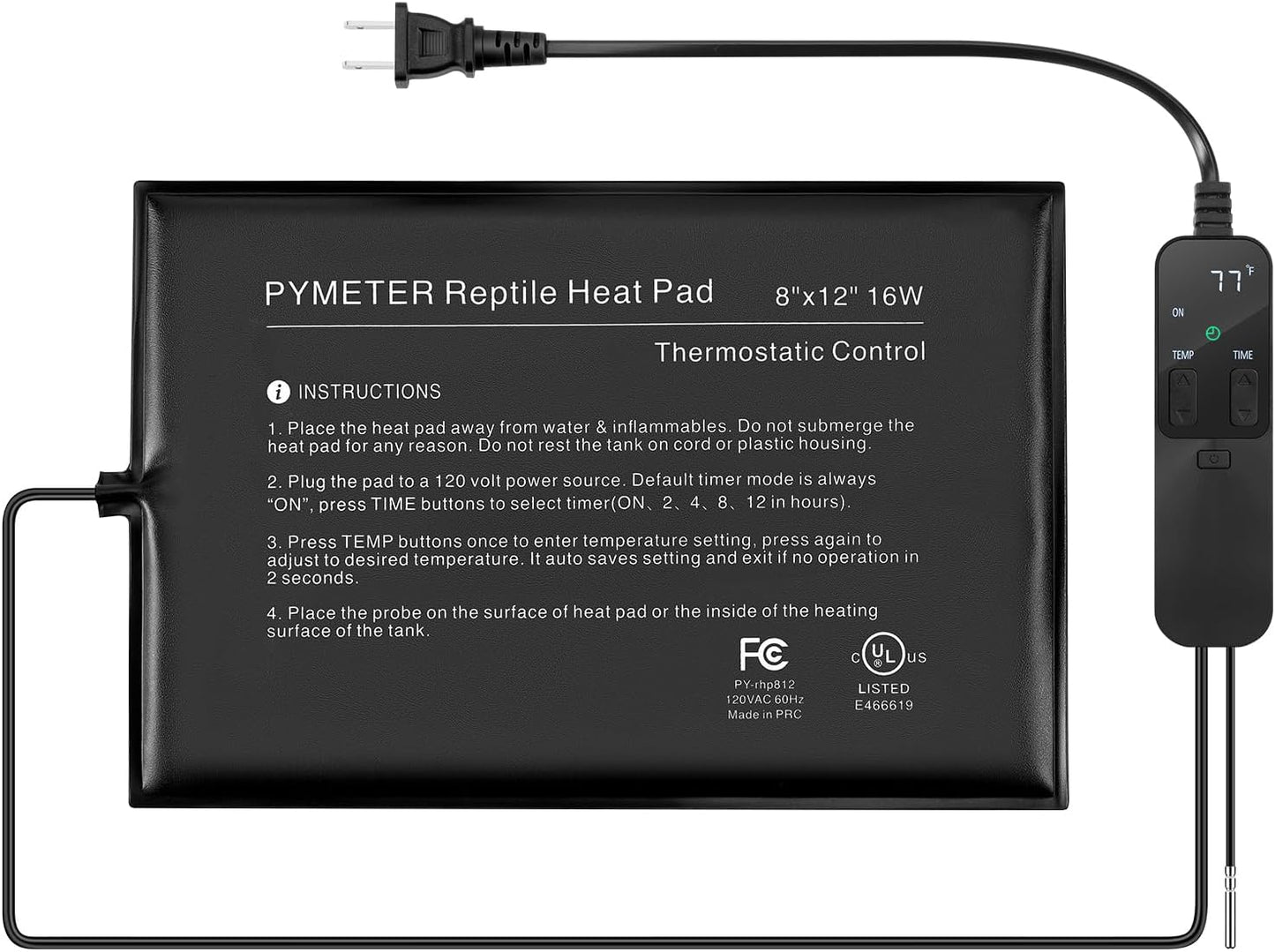 IPower reptile heating pad front view with PID thermostat controller