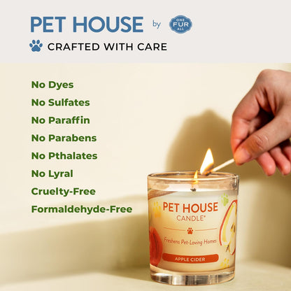 One Fur All plant based candle close up view of the natural cotton wick.