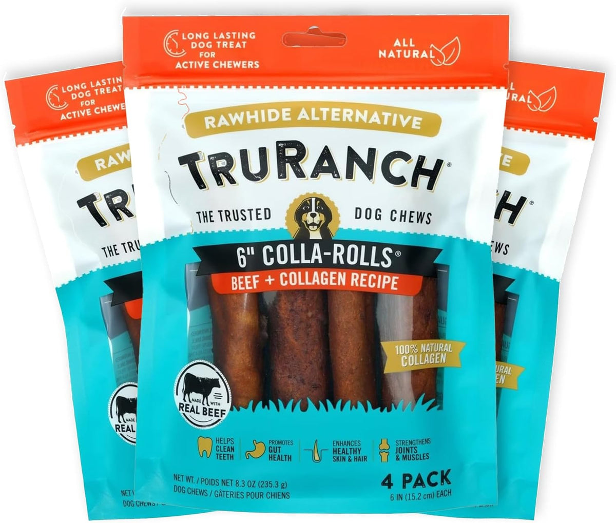 TRURANCH Collagen Rolls - 6" Collagen Rolls for Dogs - Long Lasting Healthy Joint Support Dog Treat - Rawhide Alternative - Skin & Coat Health - Made with Real Bully, 1 Bag, 4 Count - Image 11